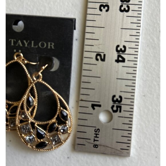 Gold & Black Teardrop Earrings & Leaf Dangle Earrings Set By Ann Taylor - Picture 5 of 6